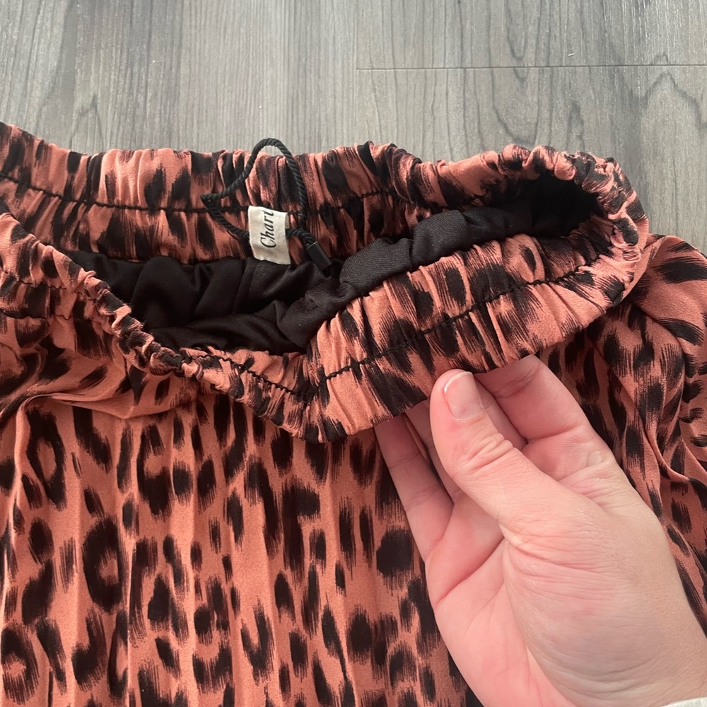 Chartou Pink and Black Pleated Animal Print A-Line MIDI Skirt Size Medium - Picture 10 of 10